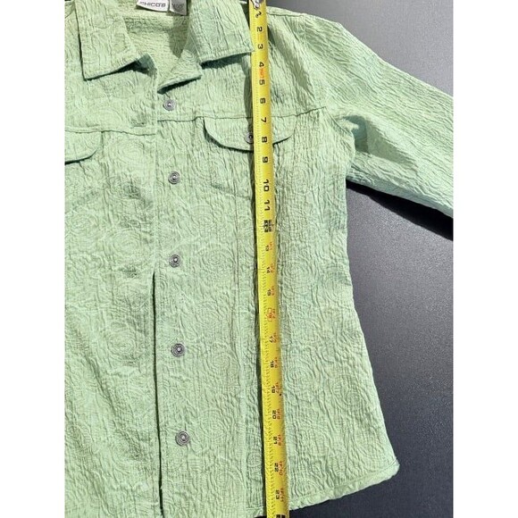 Chico's Size 1 (Medium / US 8) Lime Green Crinkle Textured Jacket M/8 - Picture 6 of 7